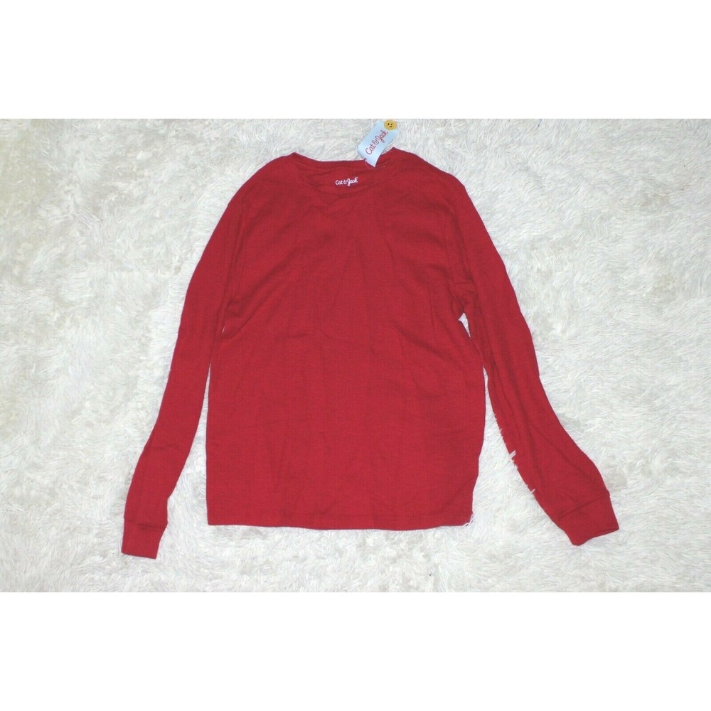 Boys Red Long Sleeve Thermal T-Shirt  Cat & Jack XL 16 NEW WITH TAGS